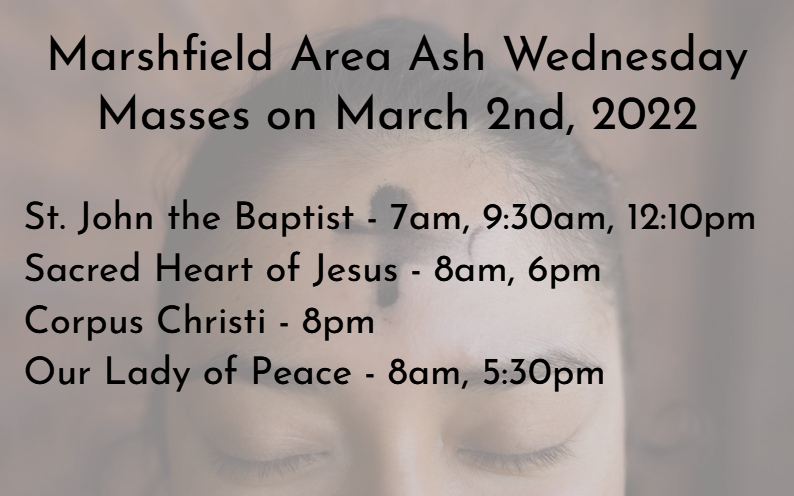 Marshfield Area Ash Wednesday Masses