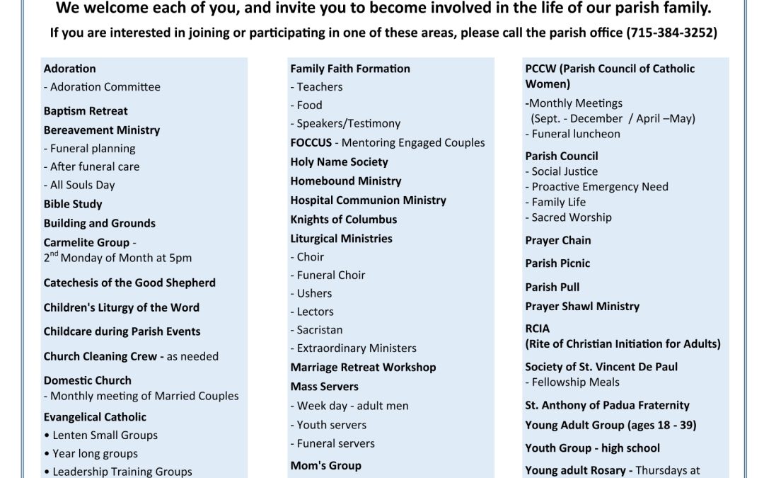 St. John the Baptist Groups and Activities