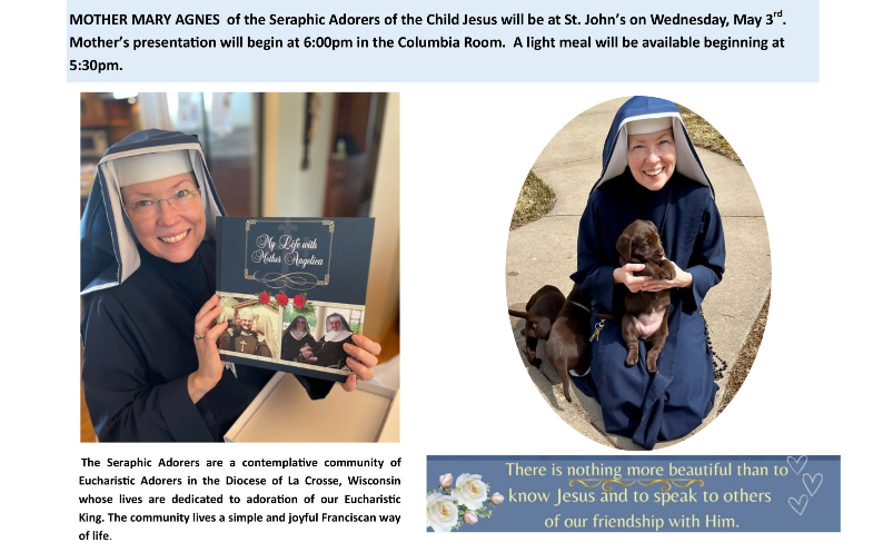 Mother Mary Agnes speaking Wednesday May 3rd